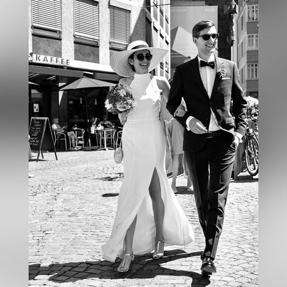 BHLDN MONTREAL CREPE HIGH NECK DRESS HALTER GOWN - Picture 6 of 6